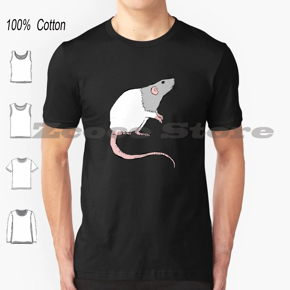 Rattie T-Shirt 100% Cotton Men Women Personalized Pattern Rat Rattie Pet Rat Rodent Pet Cute Fancy Rat Rat Rattus Brux