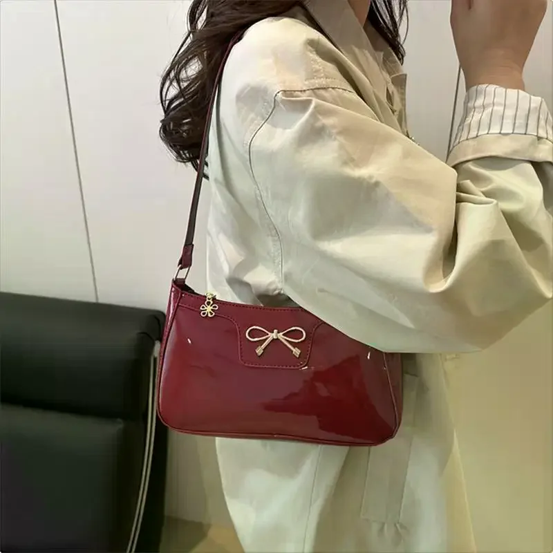 

Элегантная сумка из искусственной кожи с бантом, большая женская сумка через плечо, повседневная сумка для подмышек