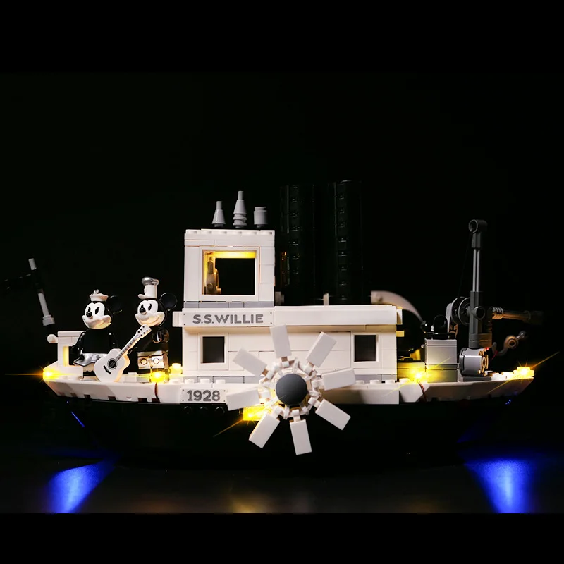 طقم إضاءة LED DIY طقم إضاءة قارب نهري عتيق عن بعد RGB LED لعرض عصر 21317 باللونين الأبيض والأسود (الأضواء فقط)