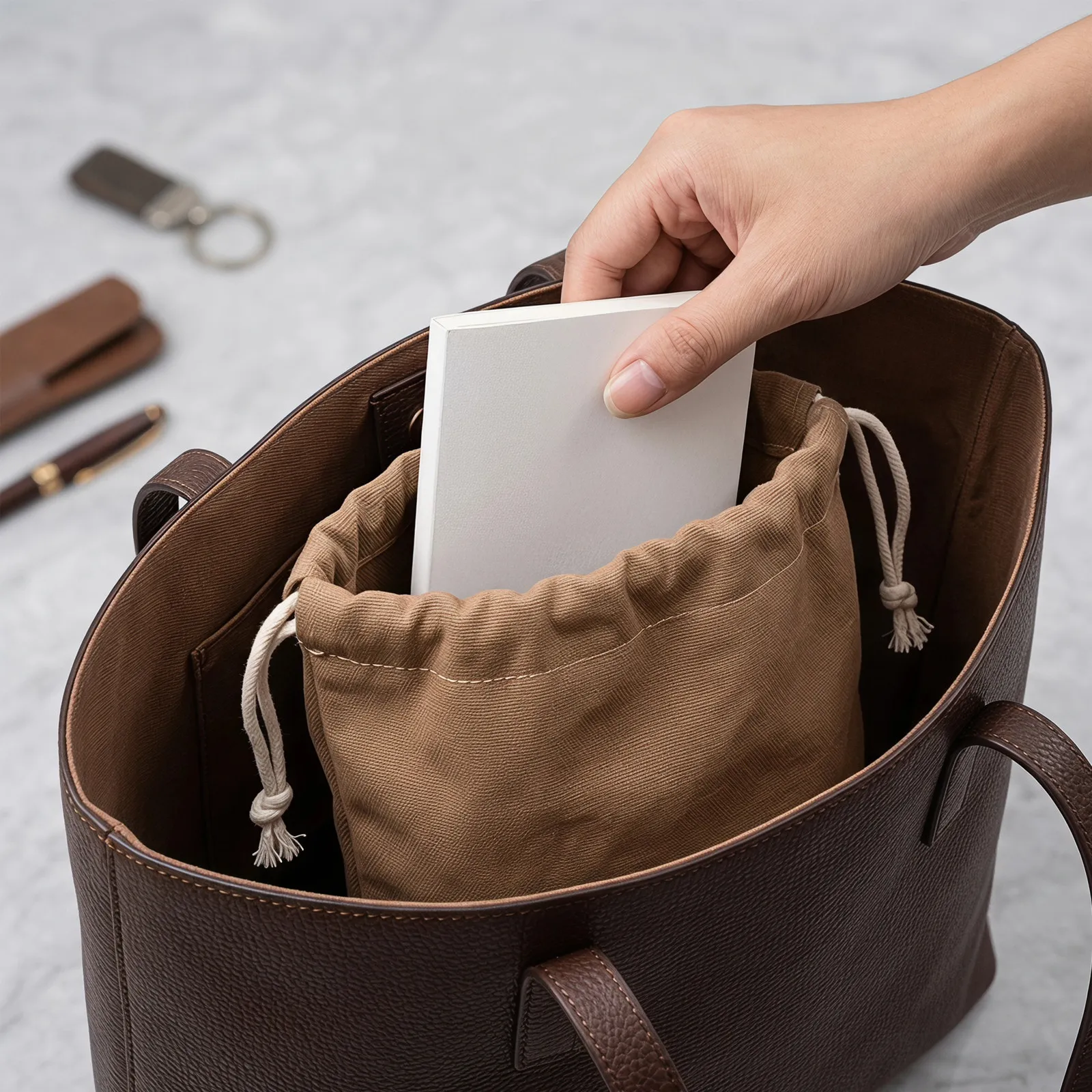 Round Bucket Bag Organizer Insert Thickened Canvas Purse Liner Soft Drawstring Closure Tote Bag Organizer Insert for Travel