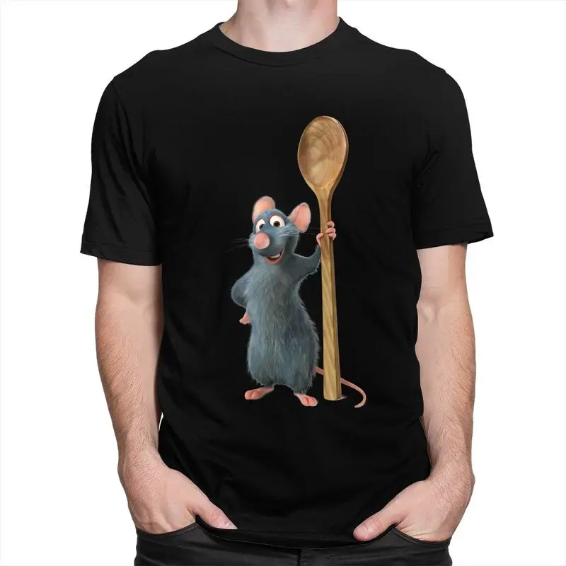 Ratatouille Chef Anime T Shirt for Men Pure Cotton Tee Tshirt Short-Sleeve Urban T-shirt Merch