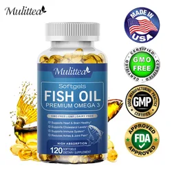 Mulittea Omega 3 Deep Sea Fish Oil For Joints Skin Eyes Heart Brain Health Immune System Cognitive Function Non-GMO Gluten Free