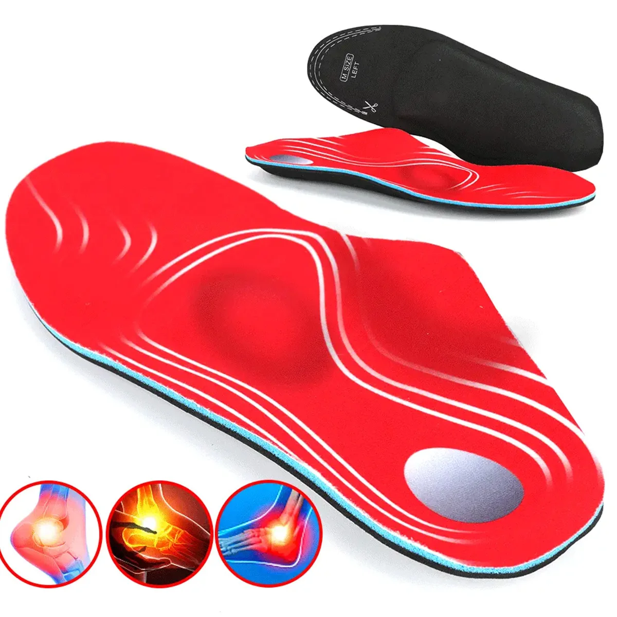

One Pair Foot Arch Massage Insole Orthotic Shoes Insoles Arch Support Inserts Pads Flat Feet Pain Unisex Women Men