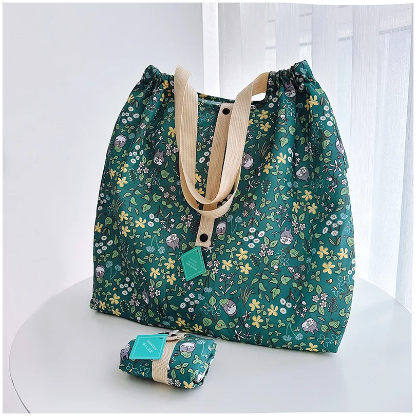 Japanese Foldable Eco Friendly Shopping Bag Cartoon Cute Lightweight Large Capacity Women'S Single Shoulder Large Bag