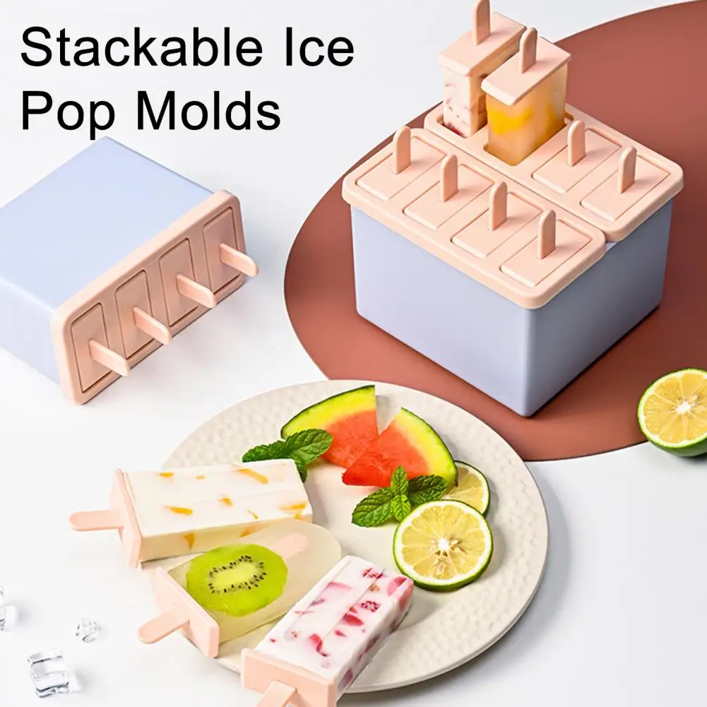 Reusable Molds Diy Mold with Lid -free Plastic Ice Pop Maker Easy-release Ice Cream Molds Set Dishwasher Safe Summer for Kids