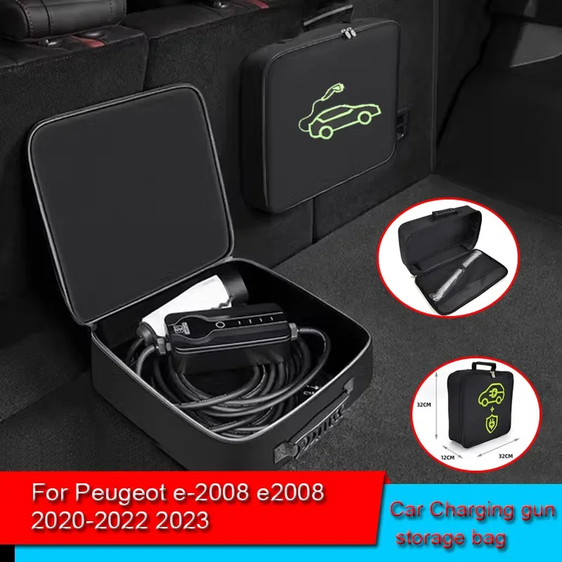 

For Peugeot e-2008 e2008 2020-2022 2023 Waterproof Retardant Trunk Storage Box EV Car Portable Charging Cable Storage Carry Bag