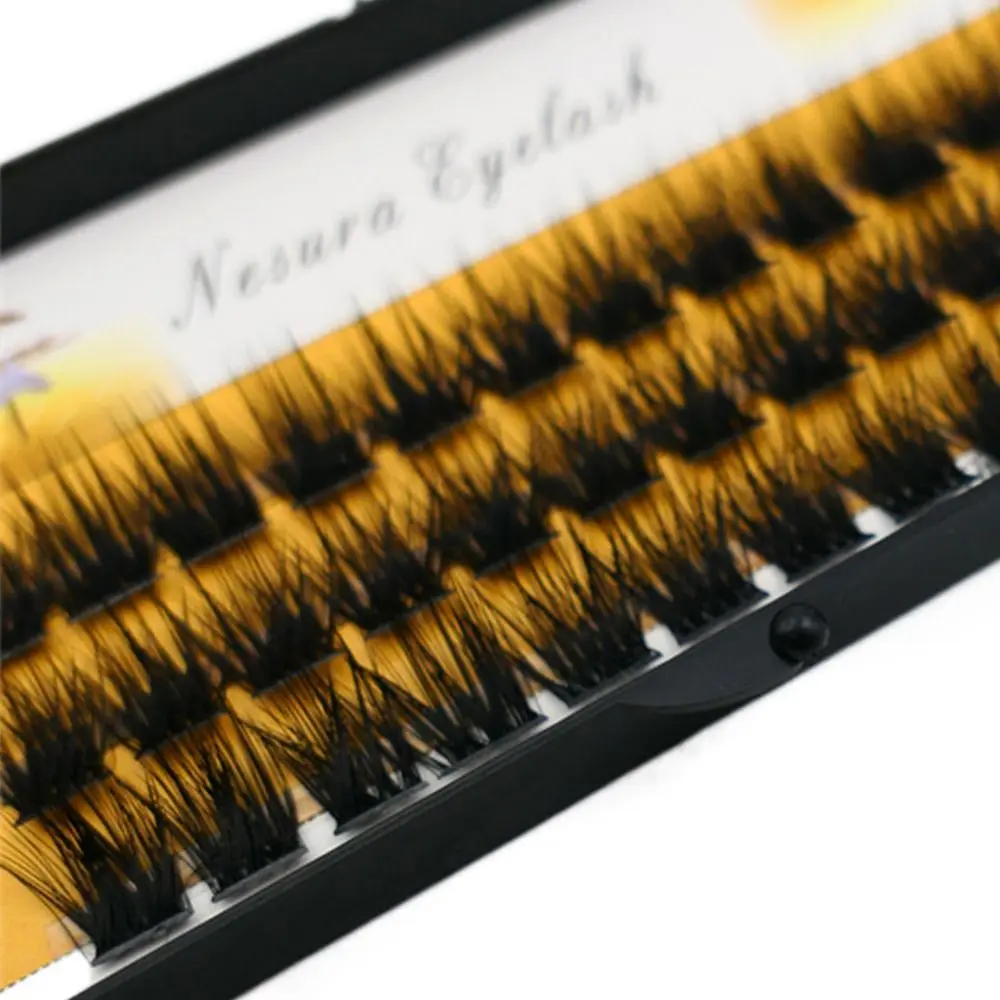 3 Lines Handmade Wispy Lashes Clusters 8~16mm C Curl Individual Lashes Thick with Thin Band False Eyelashes DIY
