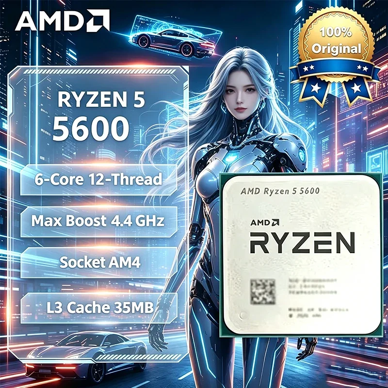 2026 New AMD Ryzen 5 R5 5600 3.5GHz 6-Core 12-Thread CPU Processor 65W LGA AM4 Gaming CPU Without Package