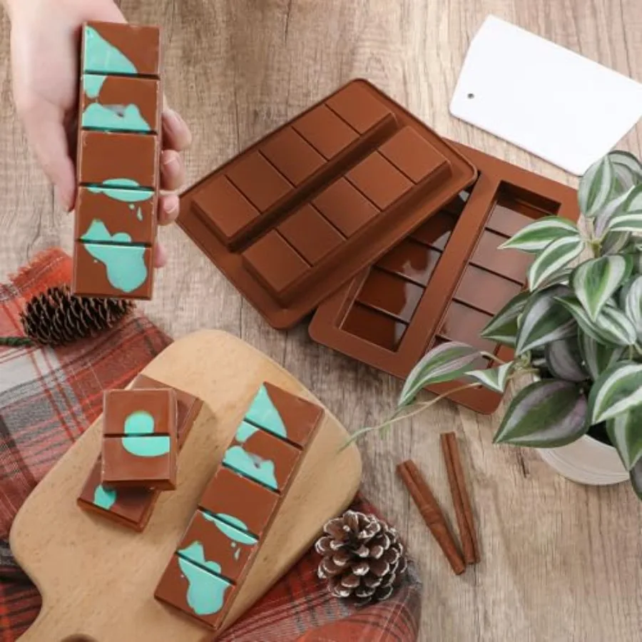 Small Dubai Deep Chocolate Bar Molds 2 Pack Deep with Scraper Thick Silicone Chocolate Molds for Stuffed Bar Mini Chocolate Can