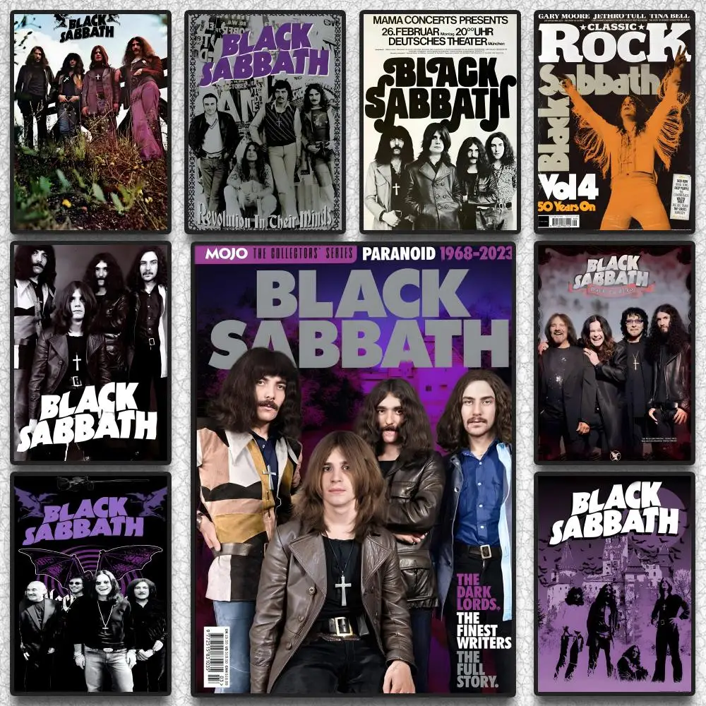 Band B-Black S-Sabbath Poster Sticky Wall Art Printing Waterproof Home Living Bed Room Aesthetic Decor