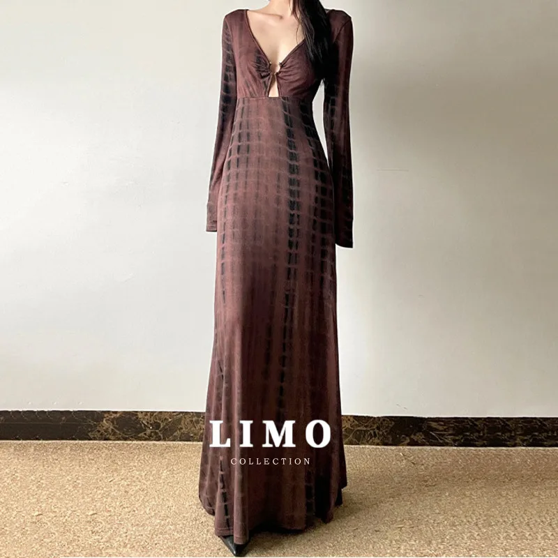 

LIMO 2025 летнее новое модное элегантное сексуальное платье с эффектом омбре, женское весенне-летнее вечернее платье для отпуска, ужина, полиэстер