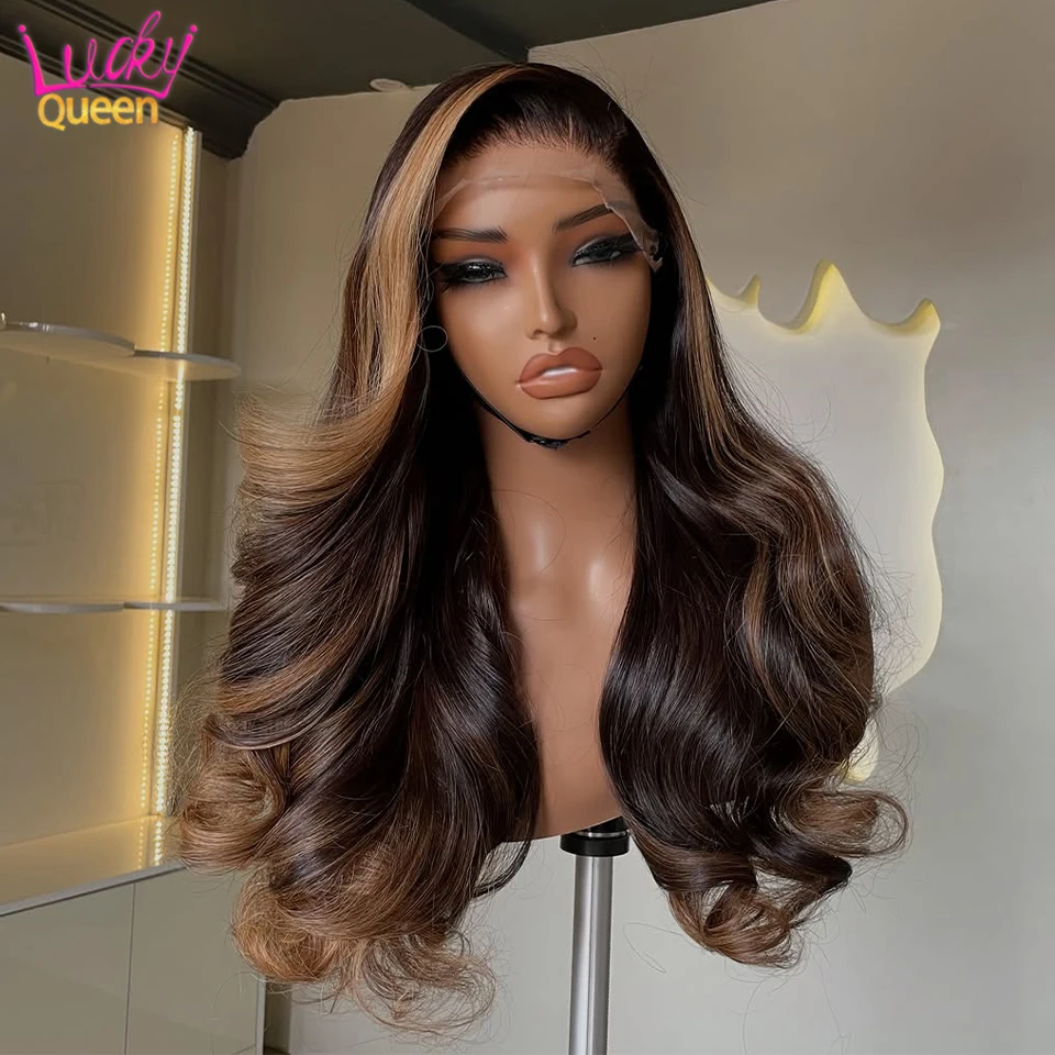 

P4/27 Color Real Hair Wig Highlight Brown Blonde 13X4 13x6 Lace Front Human Hair Wig For Women 5X5 Lace Closure Wig Body Wave