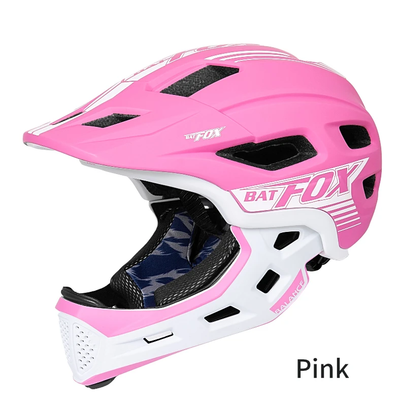 BATFOX Kinder Vollgesichts-Fahrradhelm Abnehmbarer Kinnriemen Stoßabsorbierende Schale Sicherheitszertifizierter Rad- und Rollerhelm für Kinder – Detail 11