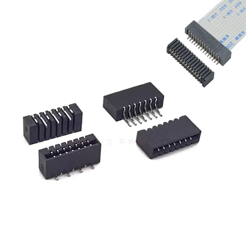 10PCS FFC/FPC Socket Connector 1.0mm-4/6/8/10/12/20/24/30P Horizontal paste lockless double-sided connection