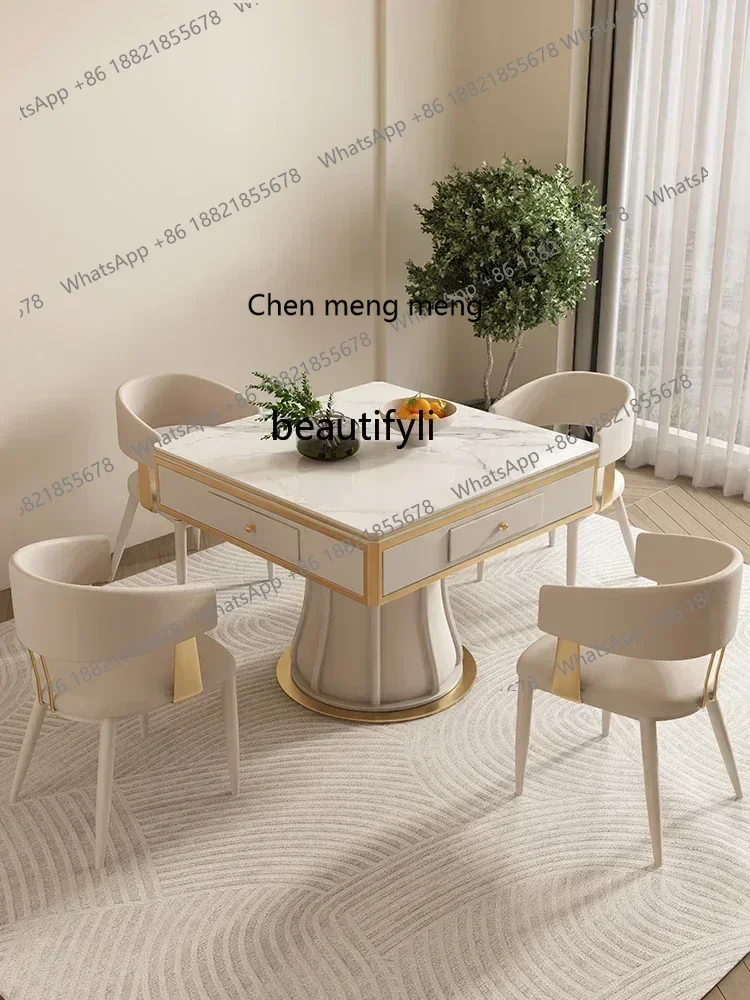 

SS 7304new style Plastic Products (Flower Pots) Dining Table Integrated Light Luxury Mute King Multi-Functional Rock Board Mahjo