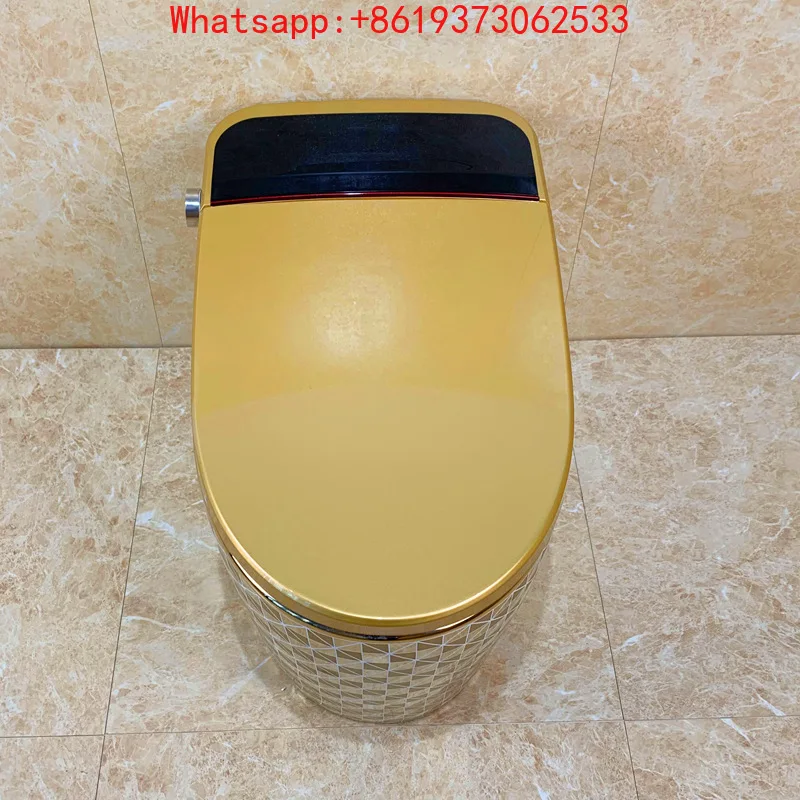 

Tuhao Gold Smart Toilet Fully Automatic Colored Gold Toilet with Remote Control Siphon Gold Toilet