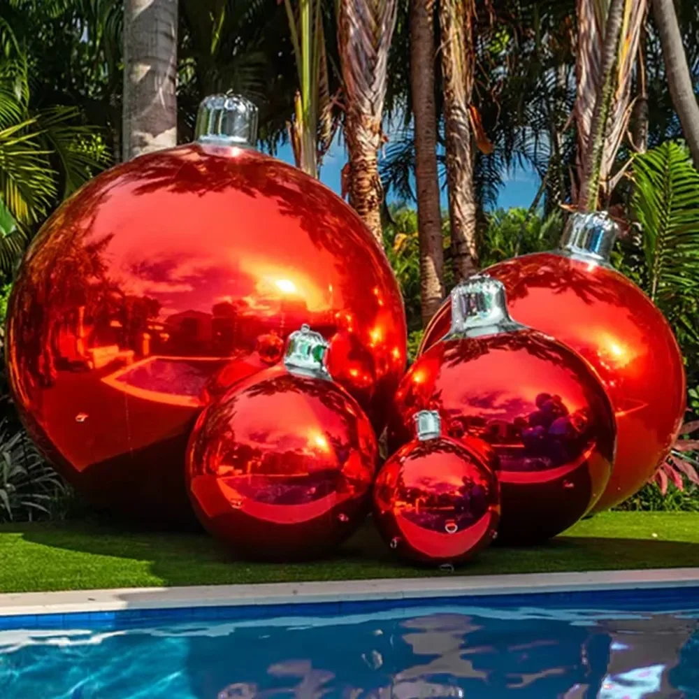 Christmas Decoration Inflatable Mirror Balls Metallic Balloons Reflective Hanging Ornaments for Stage Party Home Decor