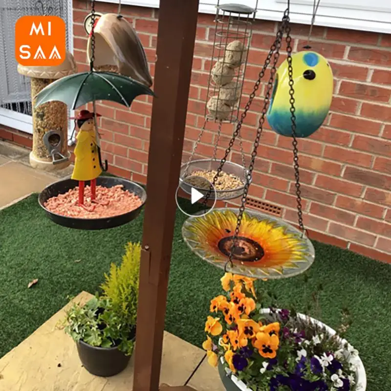 Bird Feeders Hanging Chain Courtyard Creative Household Garden Accessories Bird Feeder Umbrella Girl Metal Universal Outdoor