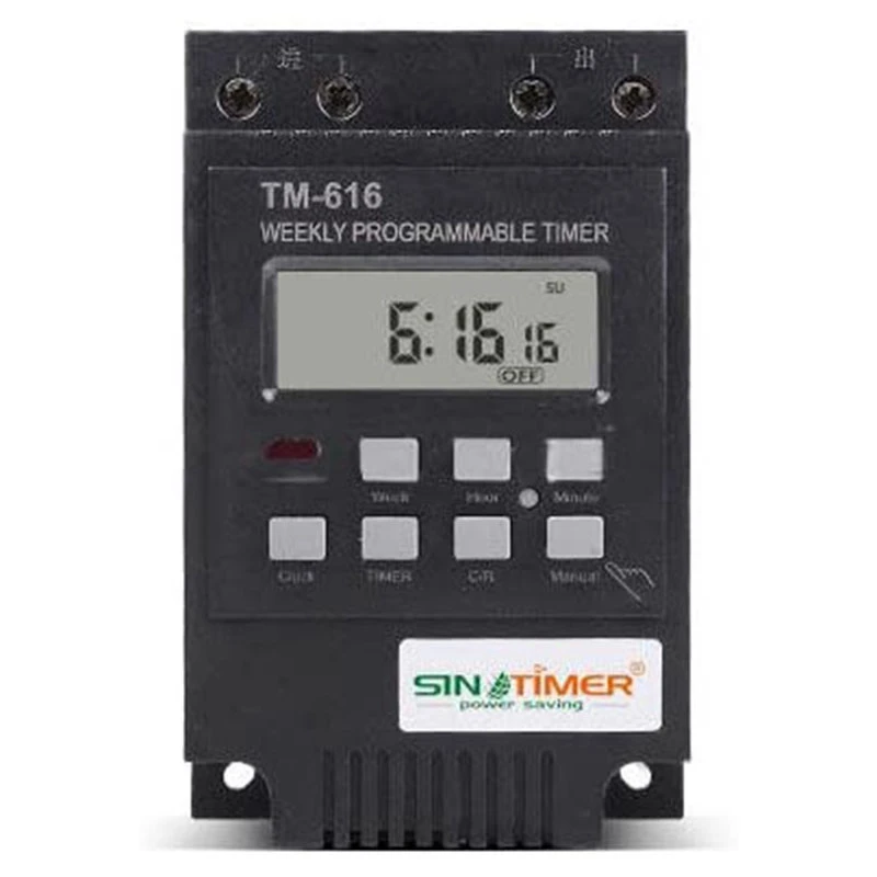 SINOTIMER TM616 30AMP 4PINS 7 Days Programmable Timer Din Rail Mount Timer Switch Digital Timer 110V Ac Programmable Timer Relay