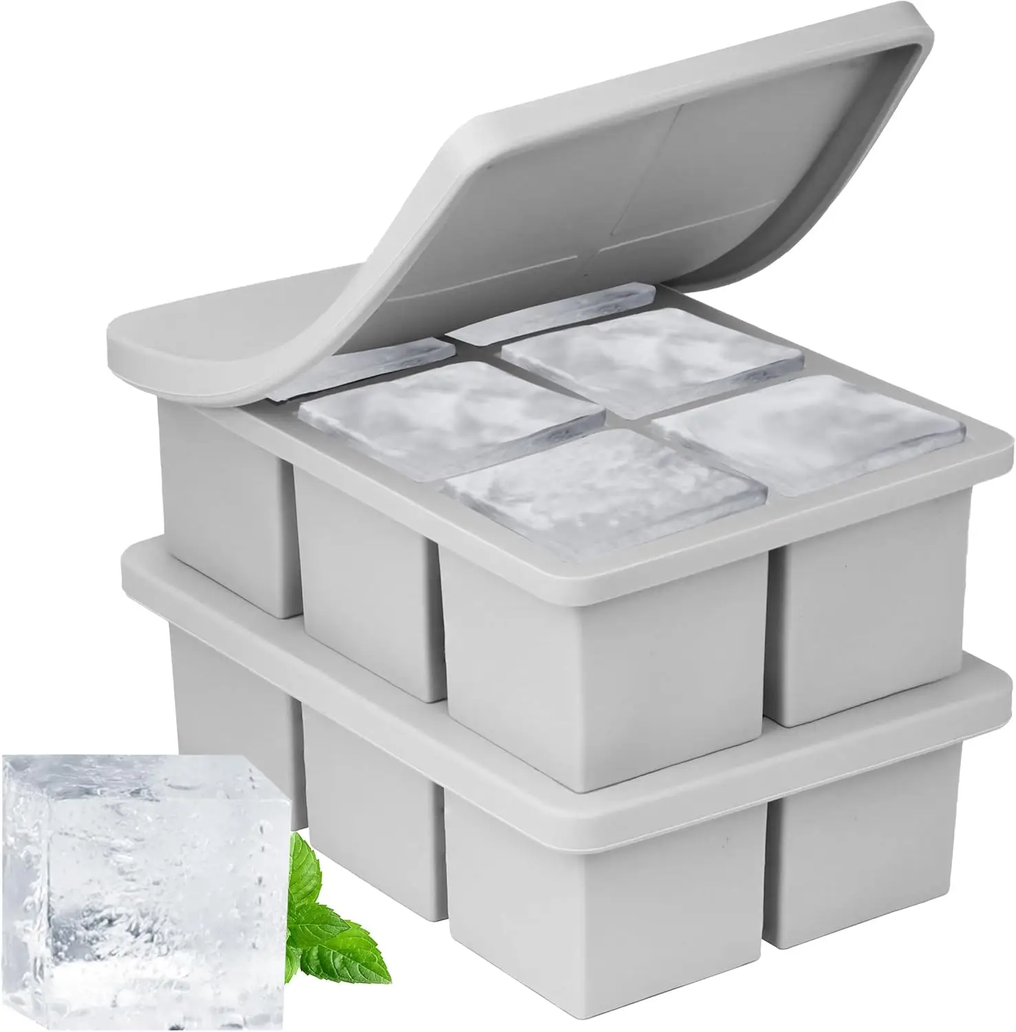 

Large Ice Cube Molds for Whiskey, 2-Inch Big Square Ice Trays for Freezing, Whiskey Ice Cubes Mold for Coc