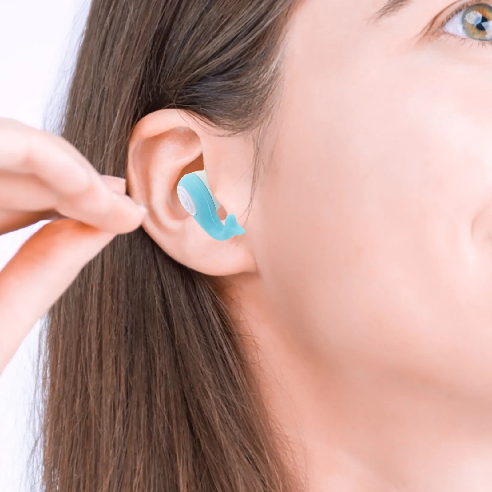 1Pair Silicone Earplugs Whale Pattern for Sleep Noise Reduction Swimming Water Sports Bathing Travel Studying Comfortable