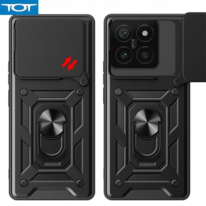

Armor Funda For Xiaomi 14T Pro 5G Case Slide Camera Protection Coque For Xiaomi14T Mi14T 14 T T14 Pro 14TPro Ring Stand Cover