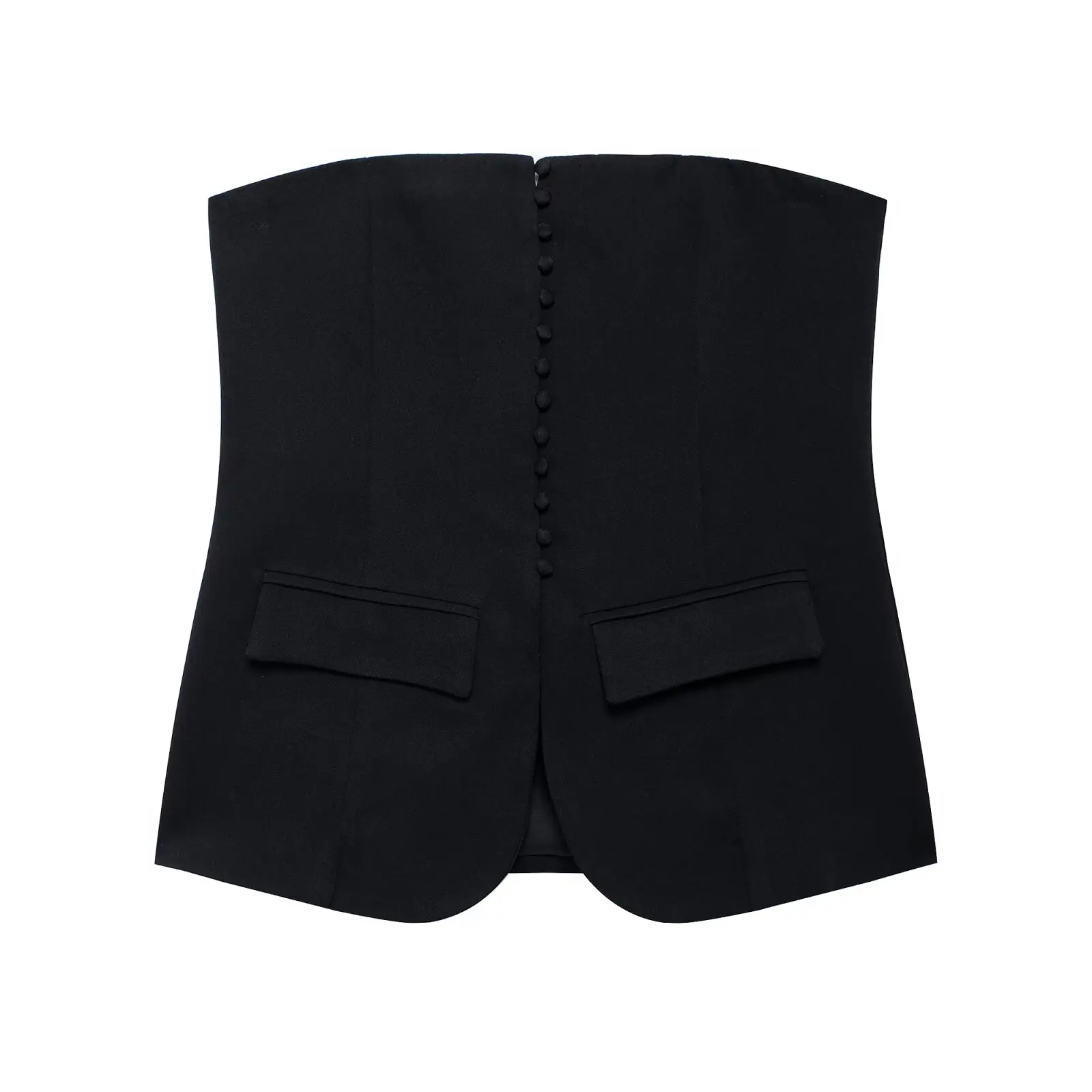 TRAF 2024 White Crop Top Women Waistcoat Black Corset Top Female off Shoulder Tank Tops for Women Fall Backless Vest Top Women