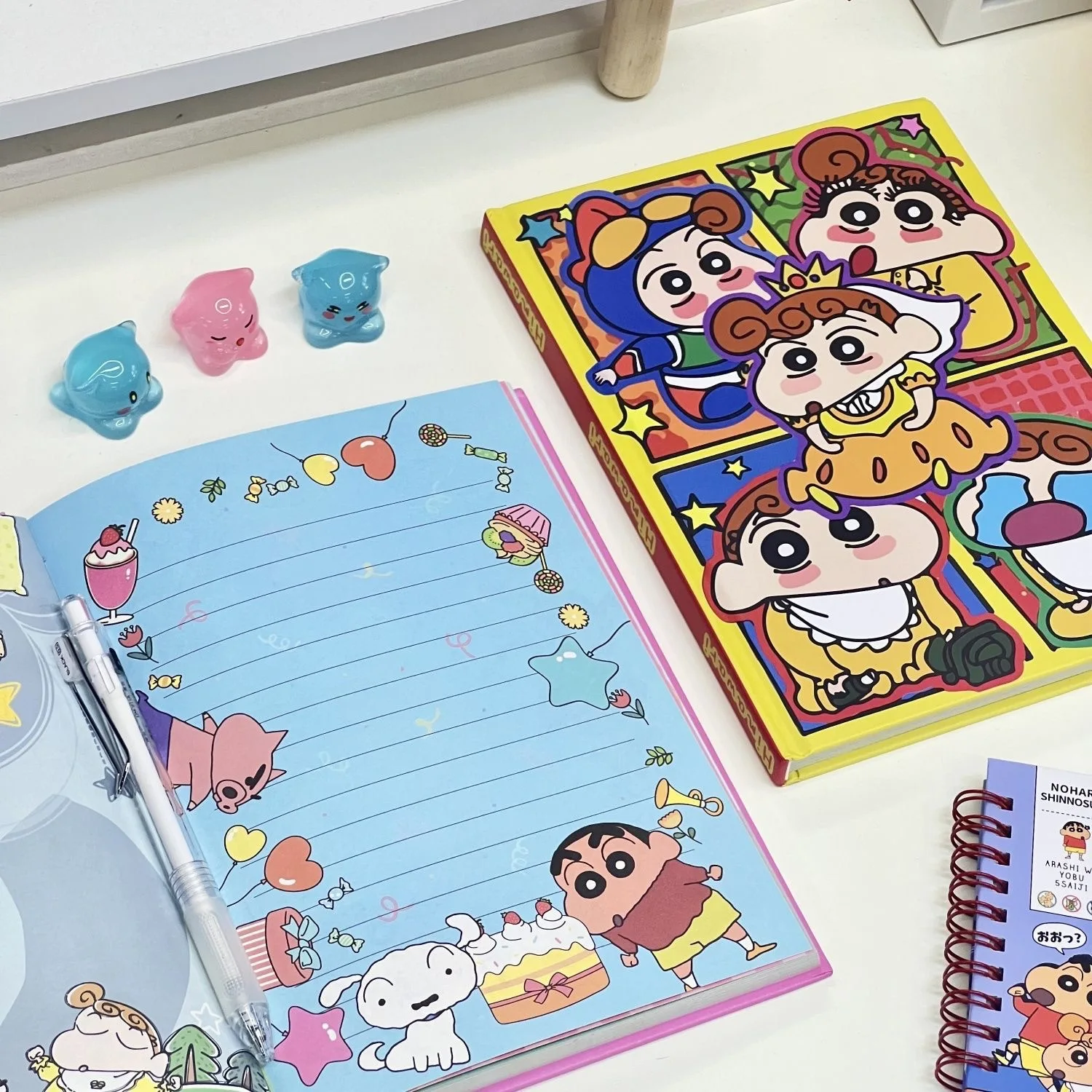 Crayon Shin-chan Cute Cartoon Sakurada Nene Himawari A5 Hard Shell Notebook Kawaii Color Page Stationery Periphery Hand Account