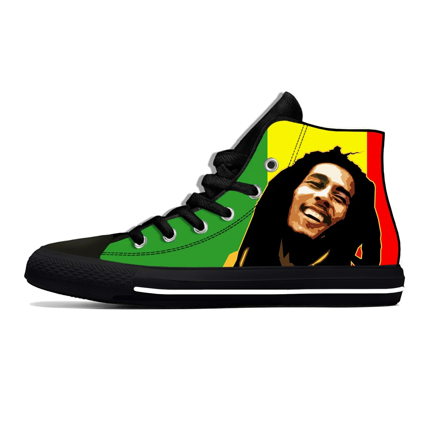 Legend Bob Marley Reggae Rasta Music Rock zapatos de tela informales a la moda, zapatillas cómodas transpirables con estampado 3D para hombre y mujer