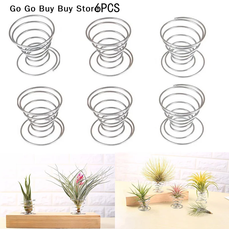【ST】6 Pcs Flower Pot Stainless Steel Air Plant Stand Container Tillandsia Holder Tabletop Plant Display Rack Vase