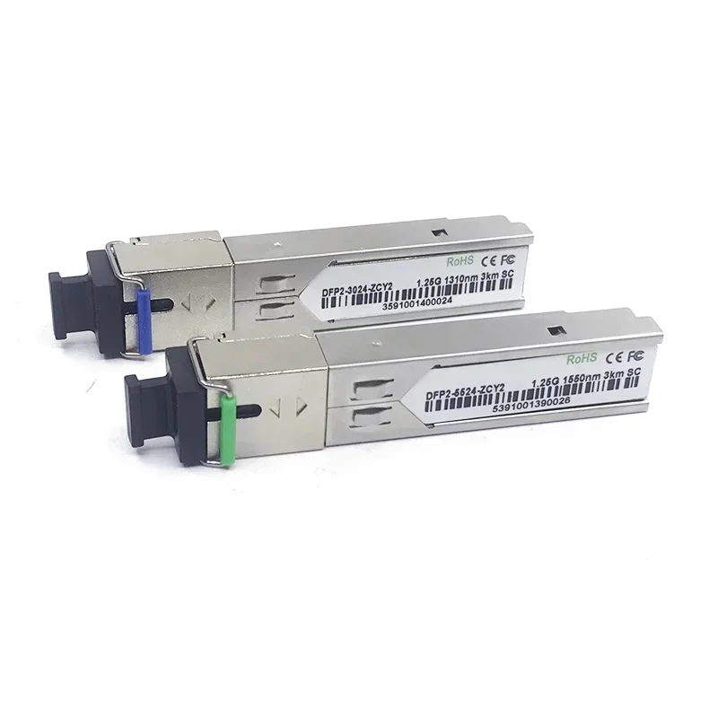 2PCS 1 pair  1.25G 3km SFP Optic Transceiver  1550/1310nm SC single fiber Module For OLT/ Switch