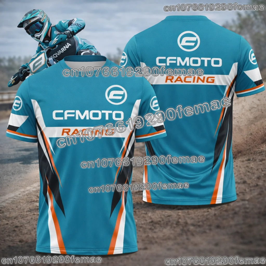 

Мужская мотоциклетная футболка CFMOTO, летняя быстросохнущая дышащая спортивная футболка с короткими рукавами, легкий повседневный топ для активного отдыха