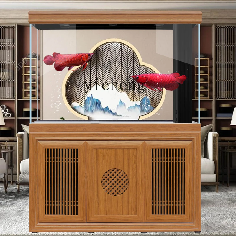 

ZC Floor Large Screen Household Partition Wall Fish Globe Balcony Fish Tank