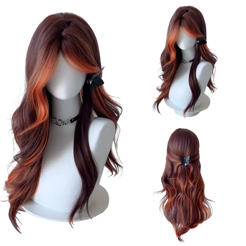 El cabello rizado sintético de estilo gótico degradado de 24 pulgadas es adecuado para mujeres, fiestas diarias, juegos de rol, pelucas resistentes al calor de Lolita