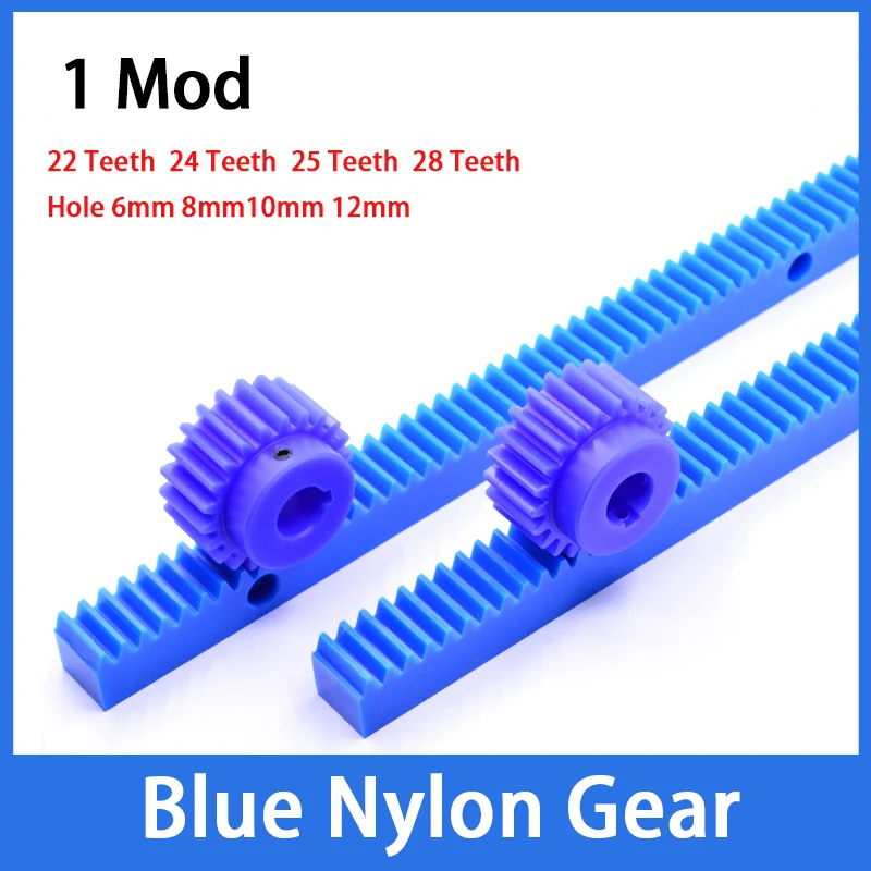 1-8Pcs 1 Mod 22T 24T 25T 28T Blue Nylon Spur Gear Motor Gear 1M Mechanical Transmission Plastic Gears Bore 6/8/10/12mm