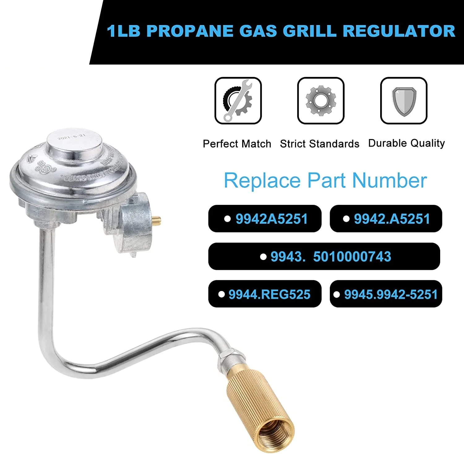 1LB Propane Regulator with Fitting for Coleman Roadtrip LEX LXX LE Series Portable Grill Replace C001, 5010000743 Tank Adapter