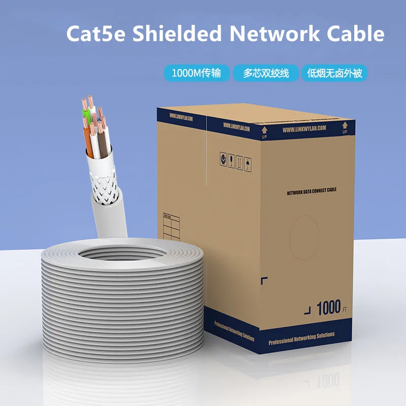 Cable de conexión Ethernet Cat5e de 50m, Cable de red de ordenador RJ45 de doble blindaje SFTP para ordenadores portátiles, módem, interruptor doméstico, Cable Lan de Internet