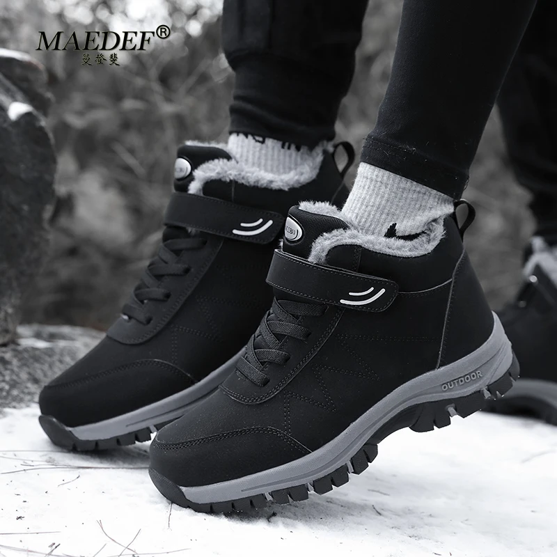 MAEDEF Winter Men and Women Shoes Trekking Snow Boots Outdoor Anti-Slip Warm Lined Casual Comfortable Hiking Boot Male Footwear