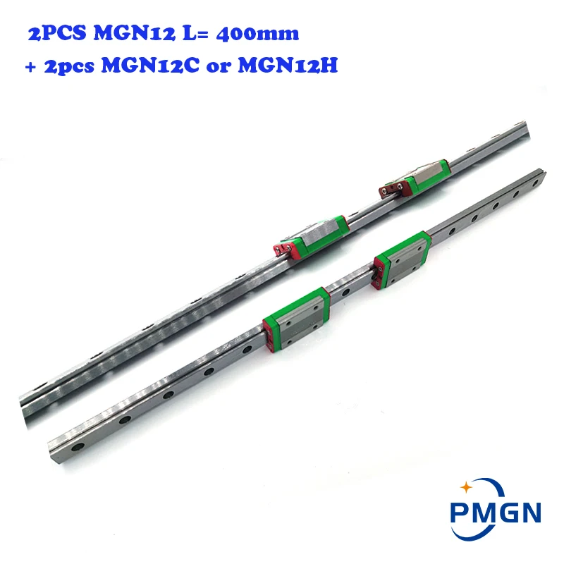 

High quality 2pcs 12mm Linear Guide MGN12 L= 400mm Linear Rail Way + 2PCS MGN12C or MGN12H Long Linear SS Carriage for CNC XYZ