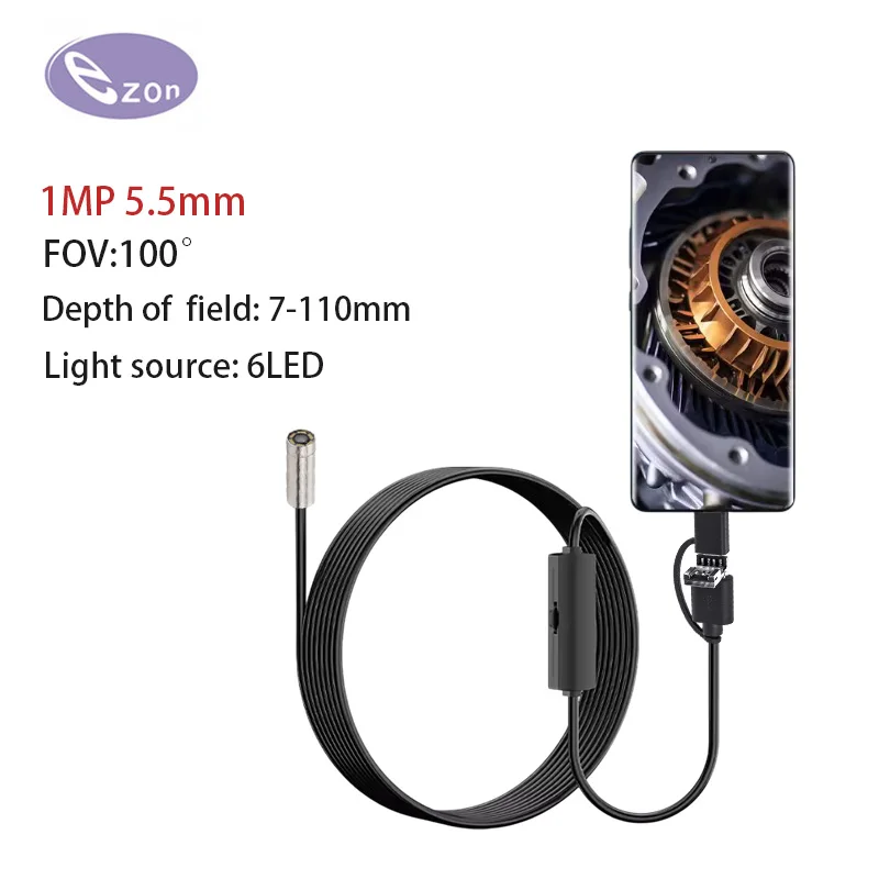كاميرا بالمنظار TYPE-C 5.5 ملم، étanche IP67، 6 أدى ريجابلز، USB، أندرويد، المنظار d'inspection pour phone et PC #1