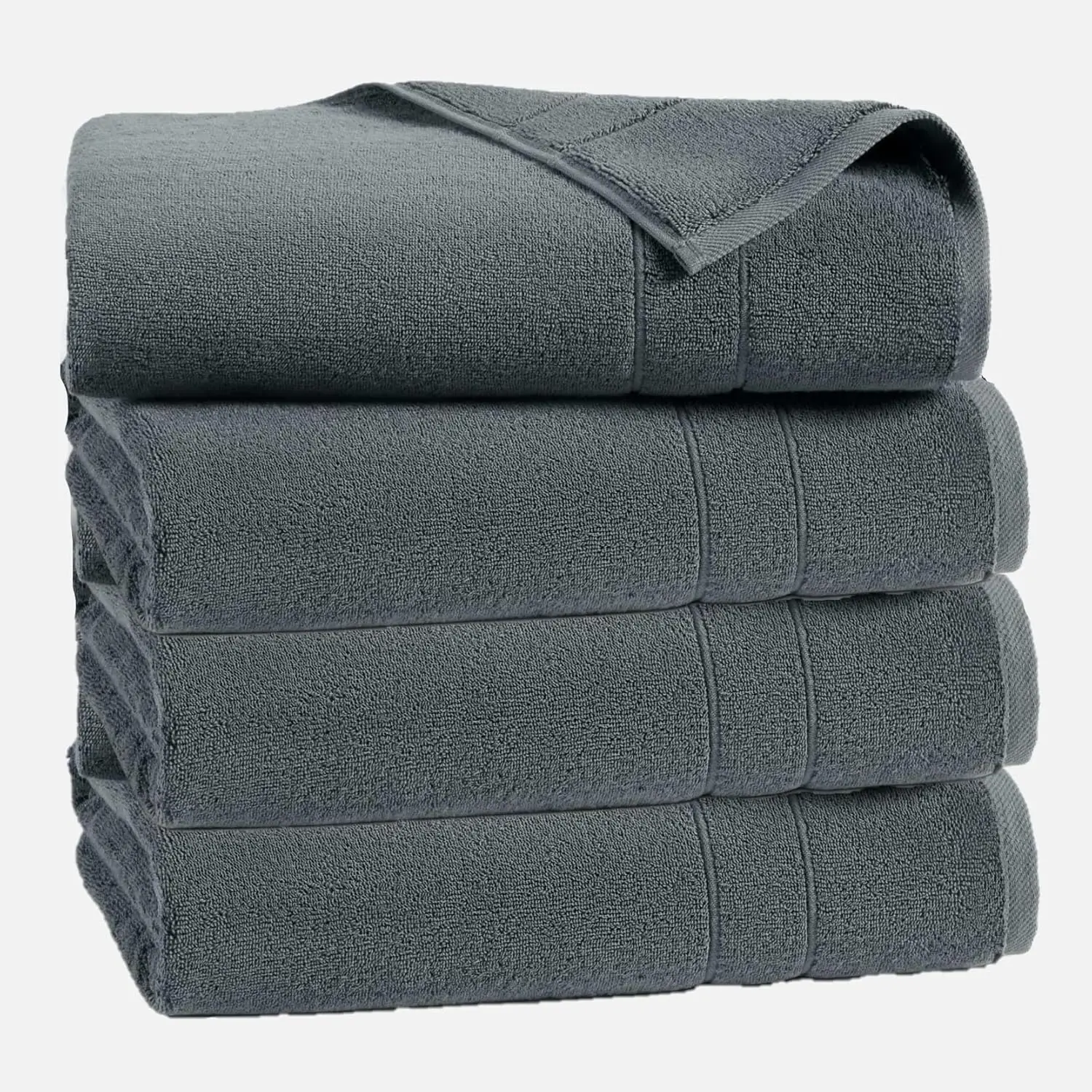 Super-Plush Turkish Cotton Bath Towel Set - Includes 4 Bath Towels in Slate Grey 100% Cotton | Best Luxury Spa Towels