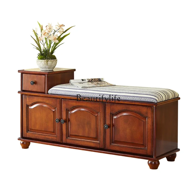 

ls42American fabric shoe changing stool multi-functional storage European sofa stool