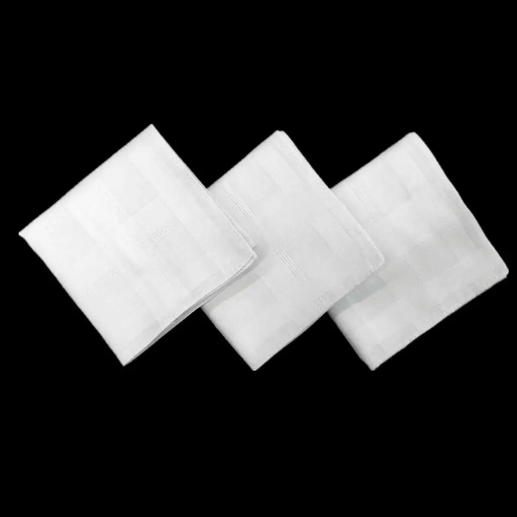 12pcs Men's Cotton Handkerchiefs Classic White Pocket Square Gift Set