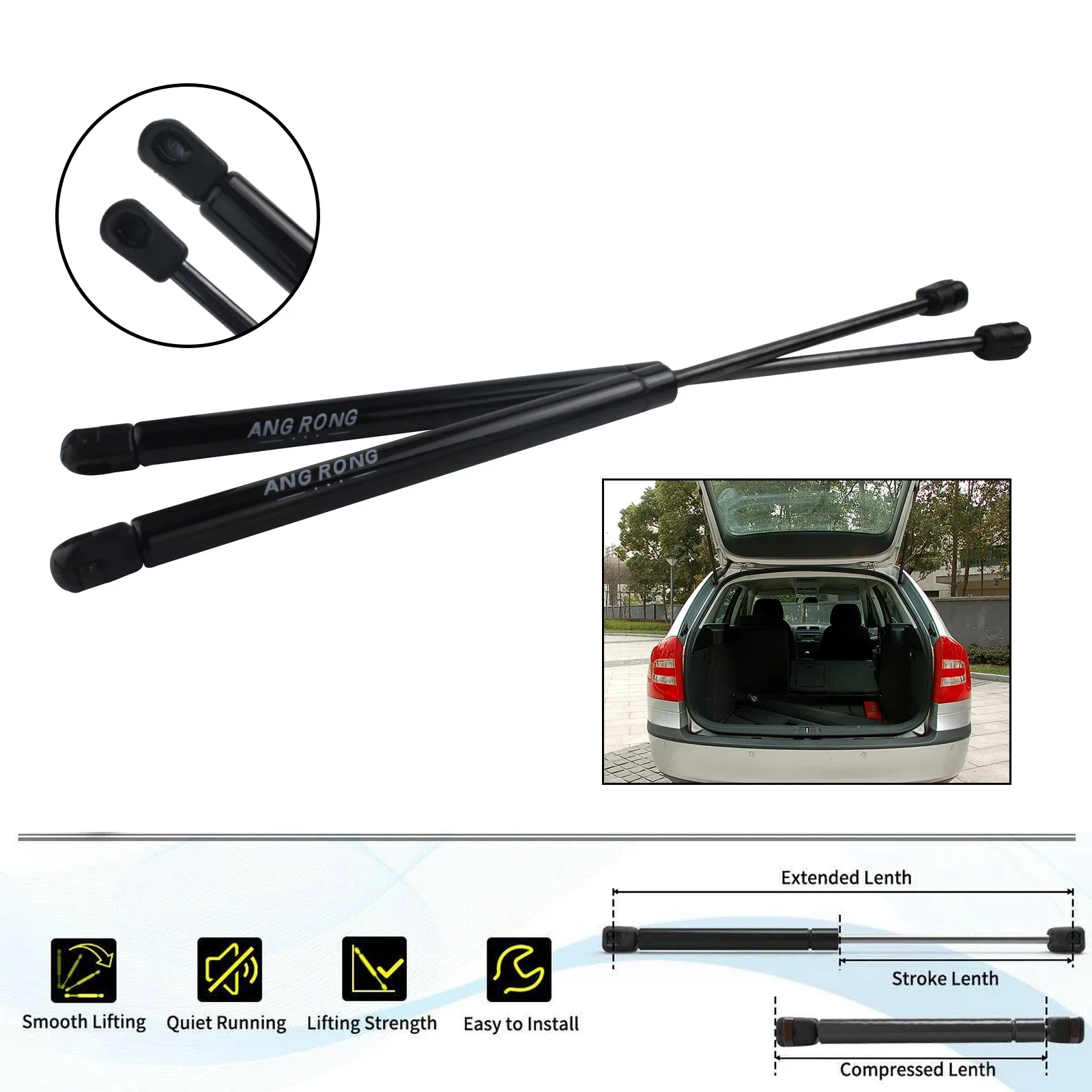 2x Rear Upper Trunk Boot Tailgate Gas Struts Support For Skoda Fabia MK1 1999-2007