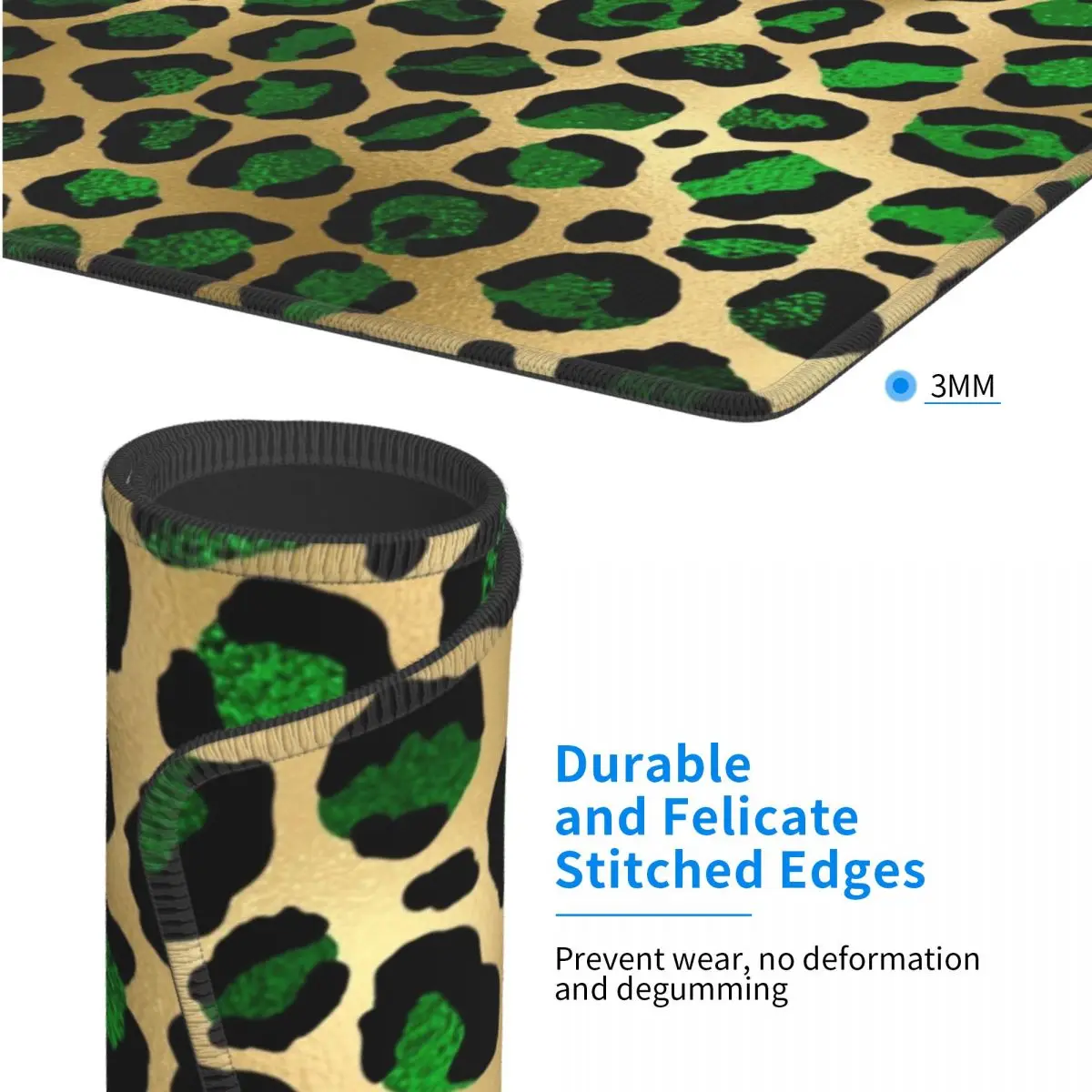 

Изумрудно-зеленый коврик для мыши с леопардовым принтом 7x9 дюймов (22x18 см) для компьютера, клавиатуры, игрового ПК, ноутбука, настольный коврик