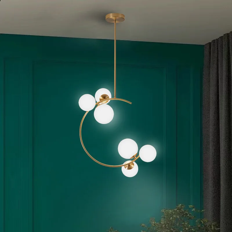 esfera de vidro nordica lustres para sala de jantar design simples decoracao de casa moderna luz pendente lustres de cozinha lampada suspensa de latao 01