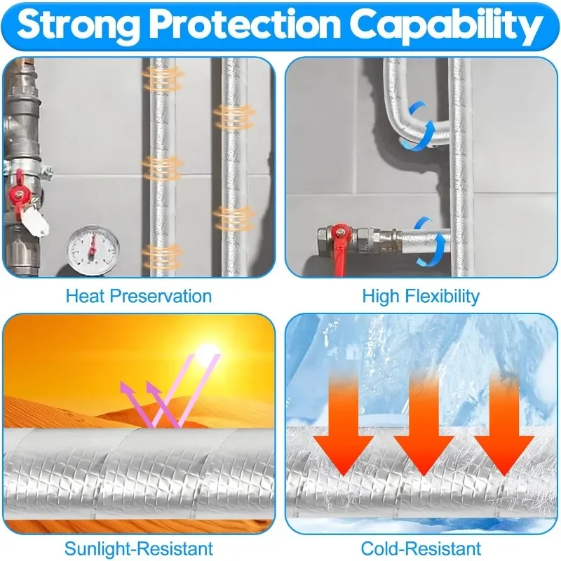 الألومنيوم احباط ذاتية اللصق الأنابيب العزل الشريط الحريق للخارجية الشتاء تجميد حماية أنابيب المياه الساخنة الباردة التفاف