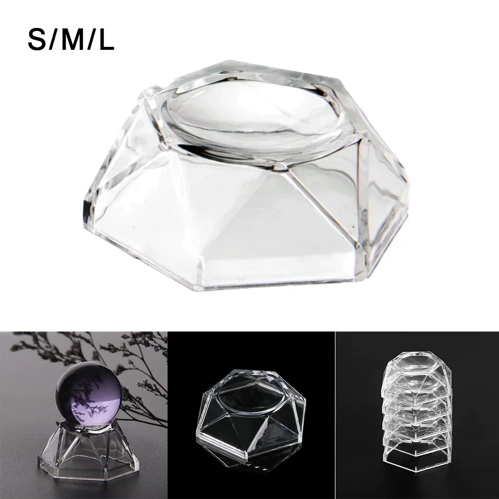 Acrylic Clear Display Stand For Crystal Ball Display Base Ball Display Stand Decoration Base Hexagon Shape Stone Support Decor