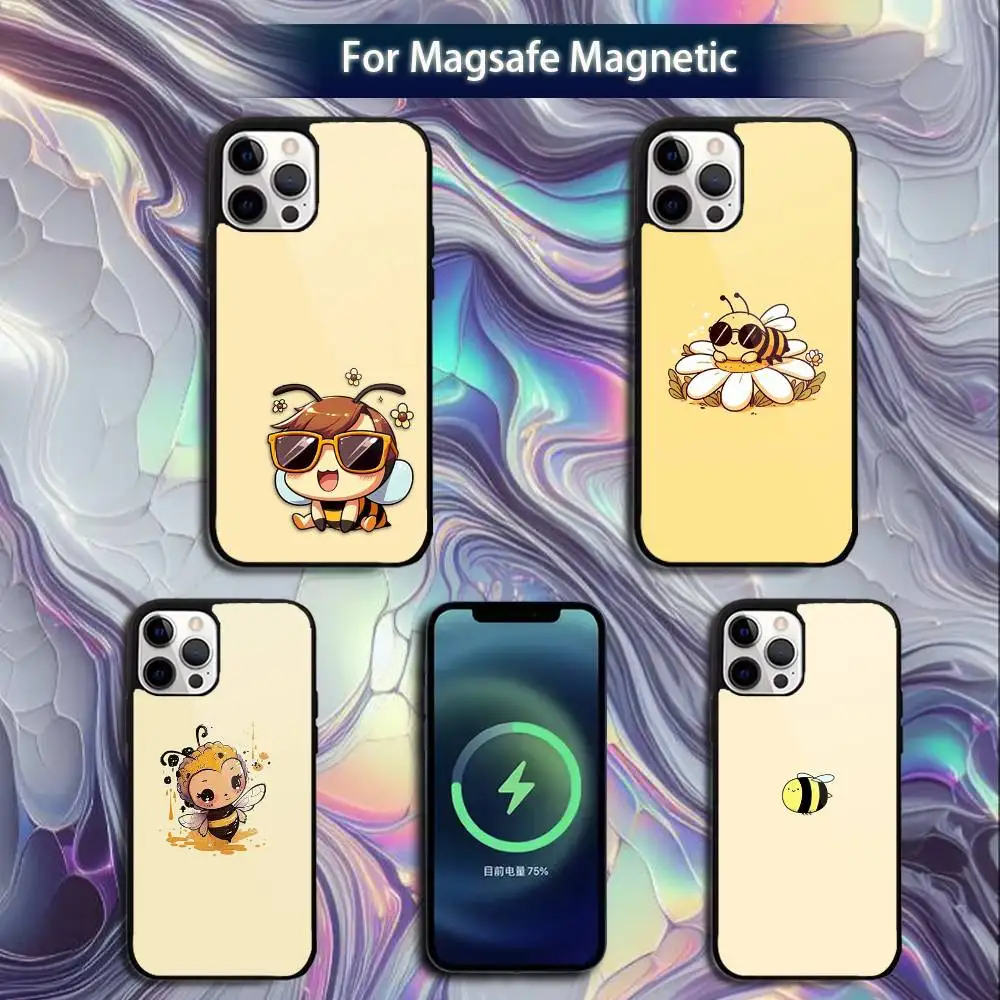 

Happy Lovely Yellow Bee Phone Case For iPhone 16e,16,15,14,13,12,11,Plus,Pro,Max,Mini Magsafe Magnetic Wireless Charging