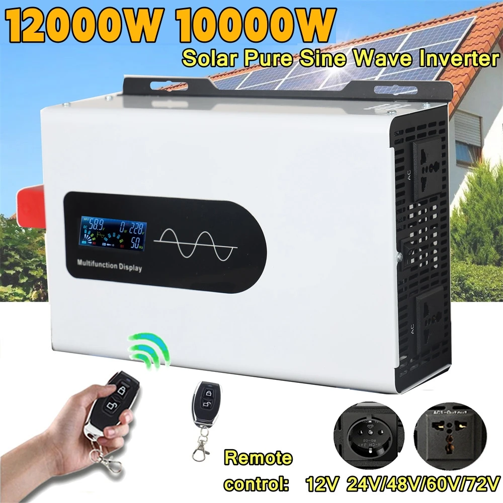 

Pure sine wave inverter 24V 48v to AC 220V/230V/240V voltage transformer 12000W/10000W Solar power converter EU/US plug